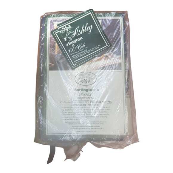 Vtg Laura Ashley For Burlington 200 Thread Ct Navy & Cream Full Sheet Set 3 pc - Picture 10 of 10